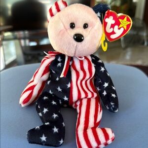Retired! Imperfect Tag Ty Spangle Stars and Stripes Beanie Baby Plush